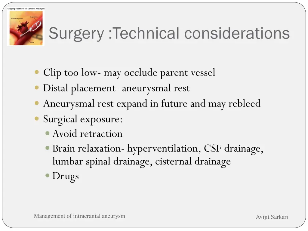 surgery technical considerations 1