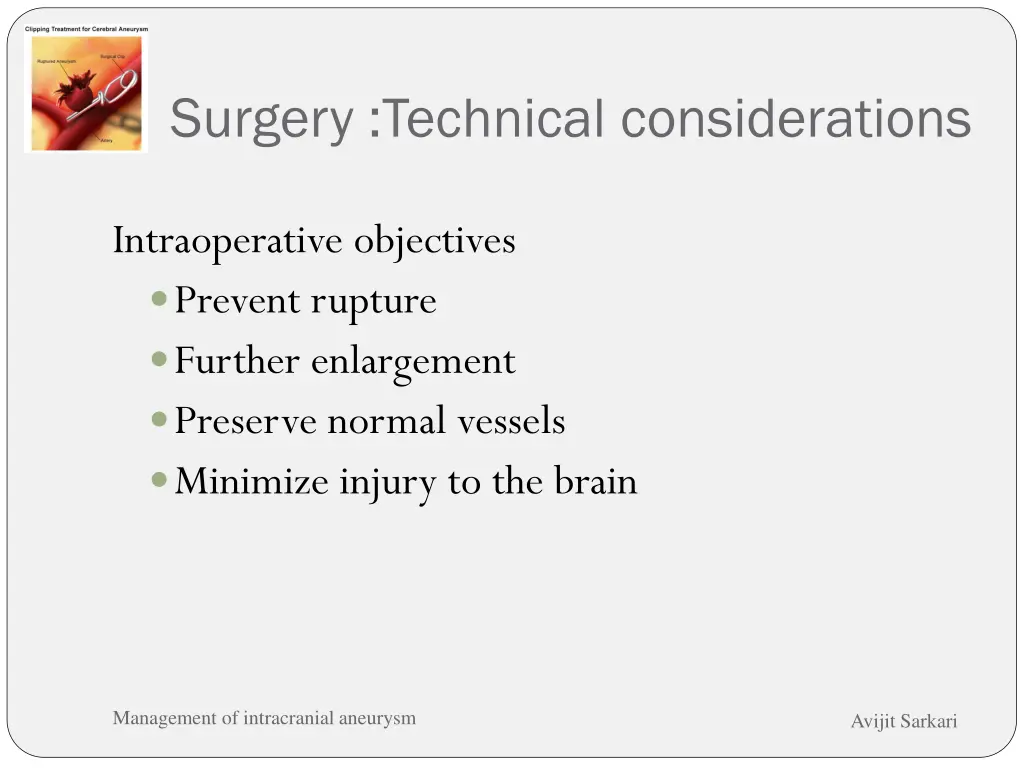 surgery technical considerations