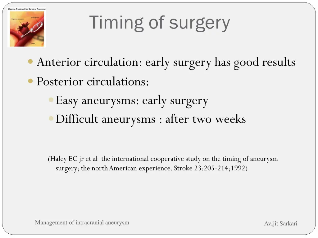 timing of surgery