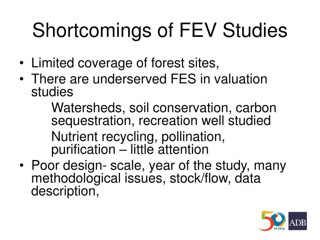 shortcomings of fev studies