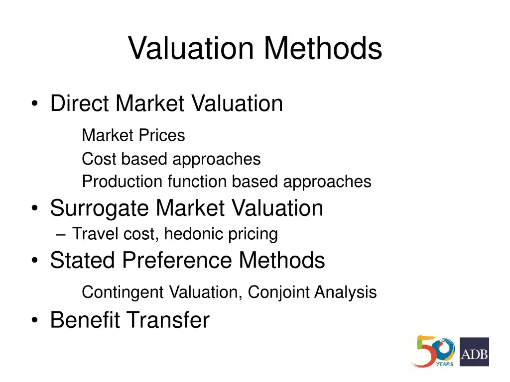 valuation methods