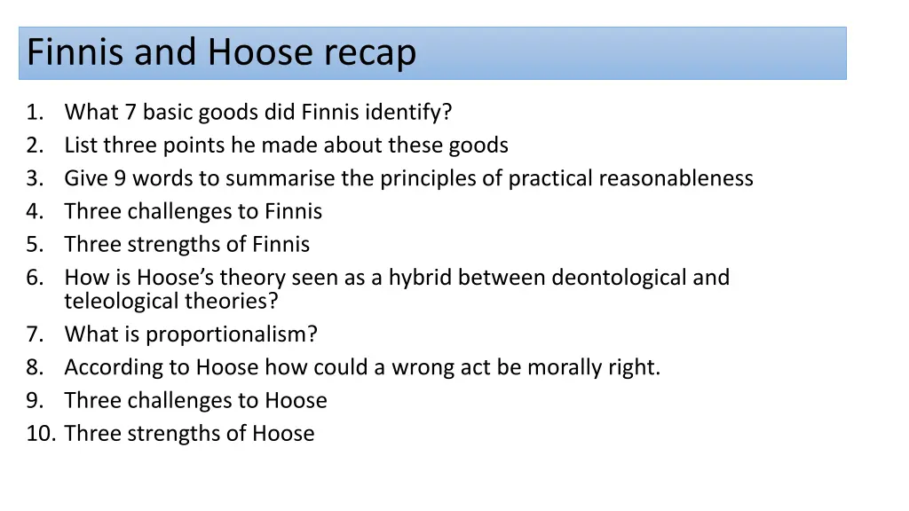 finnis and hoose recap