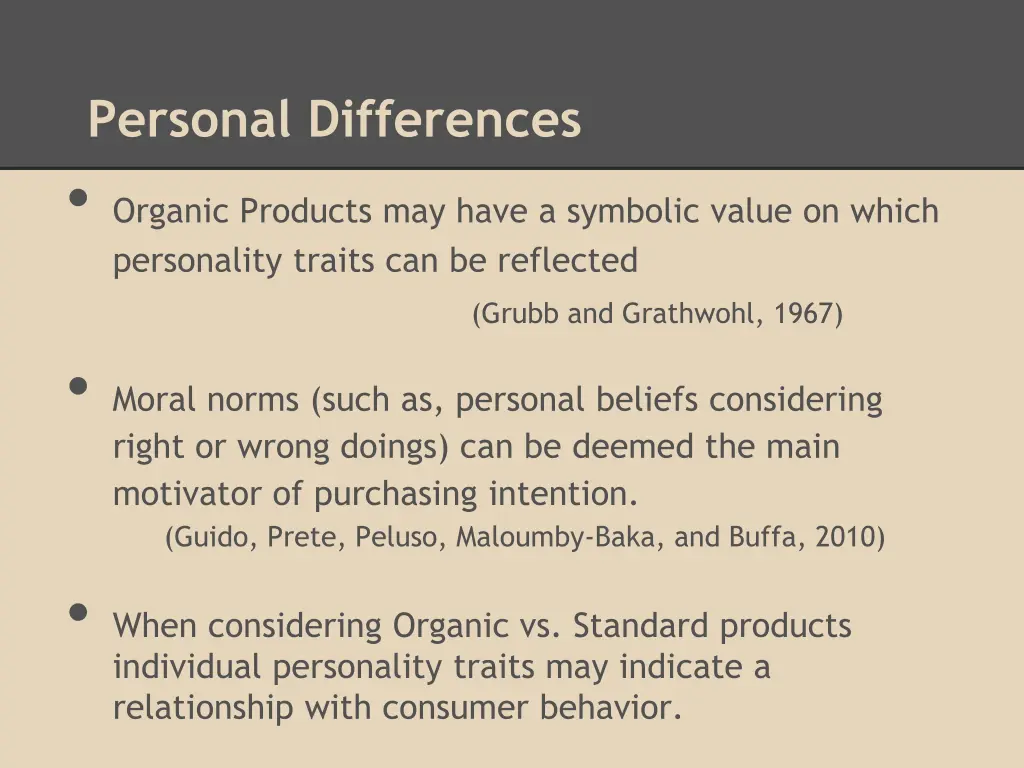 personal differences organic products may have