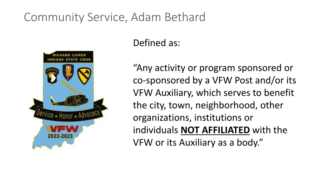 community service adam bethard