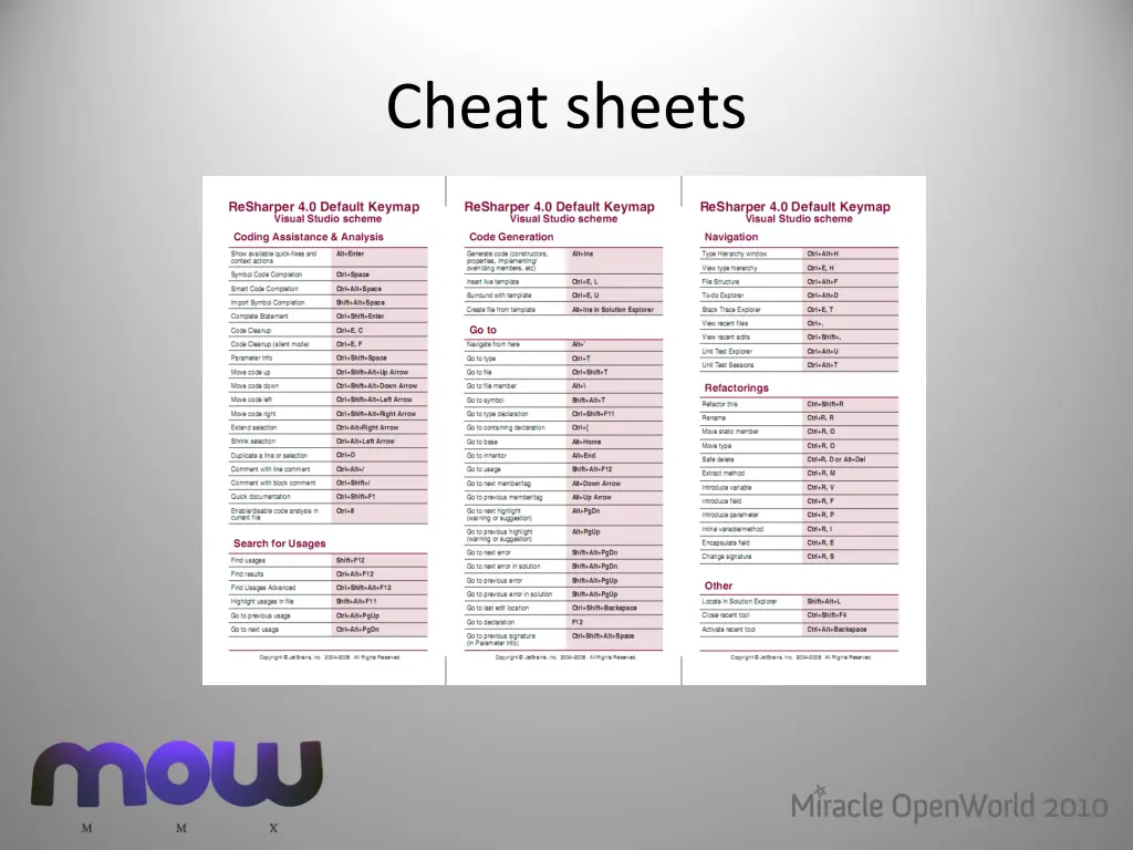 cheat sheets