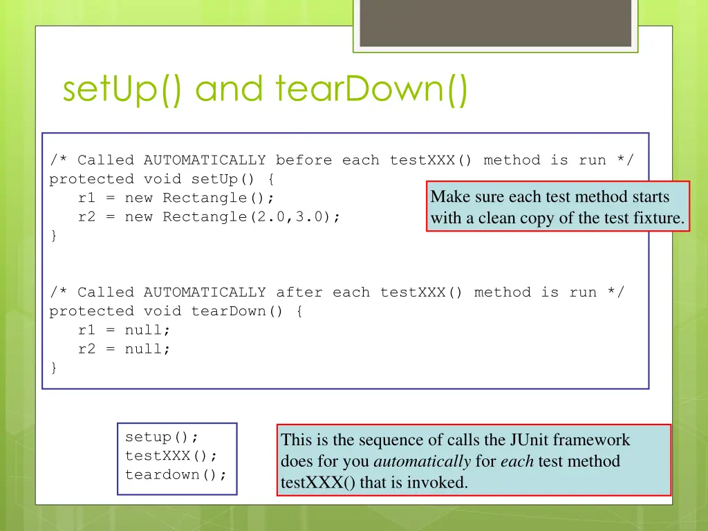 setup and teardown