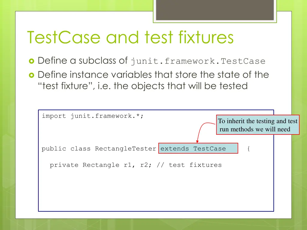 testcase and test fixtures