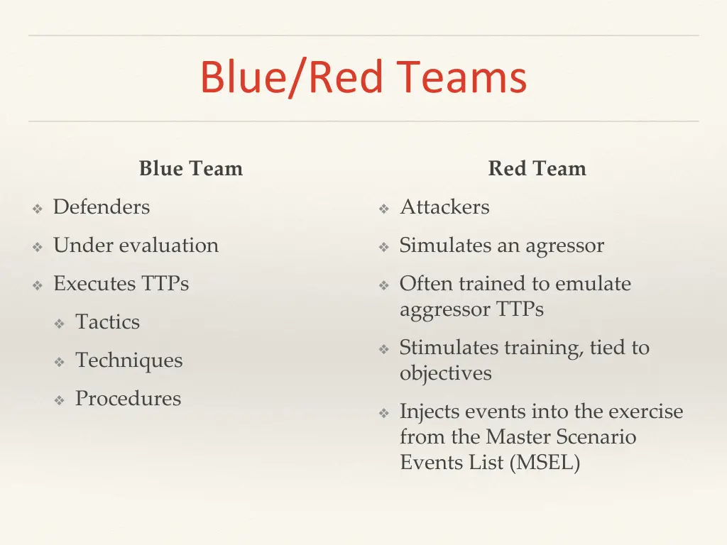 blue red teams