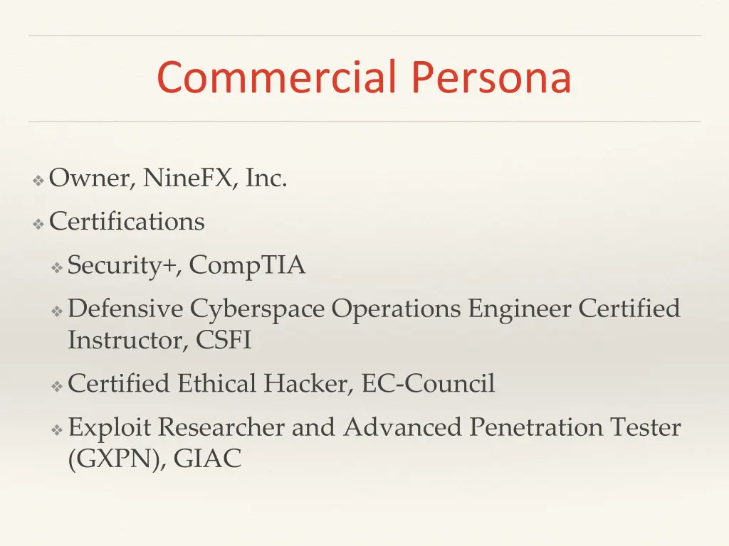 commercial persona