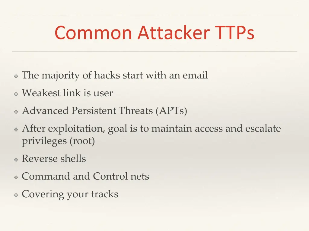 common attacker ttps