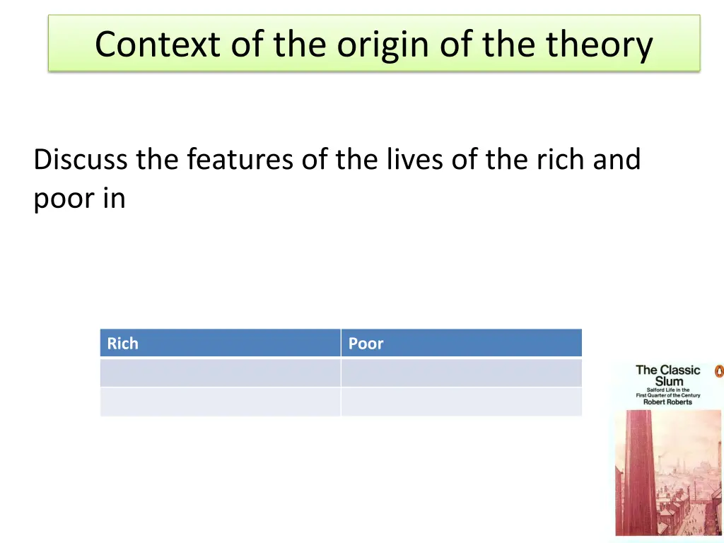 context of the origin of the theory