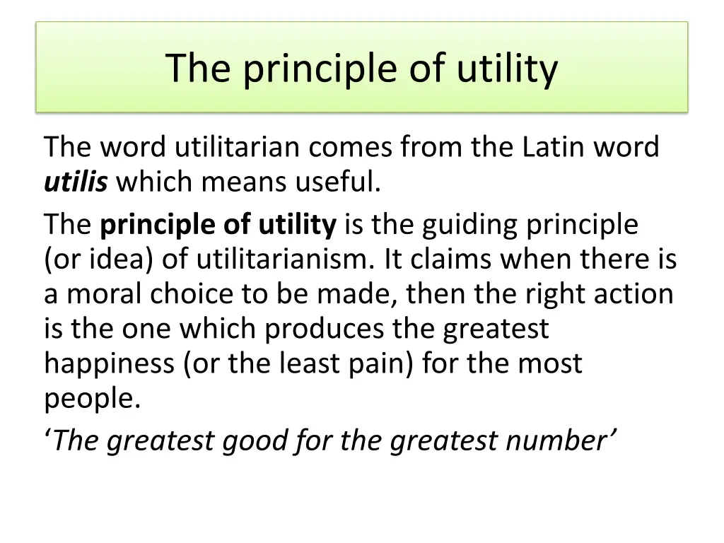 the principle of utility