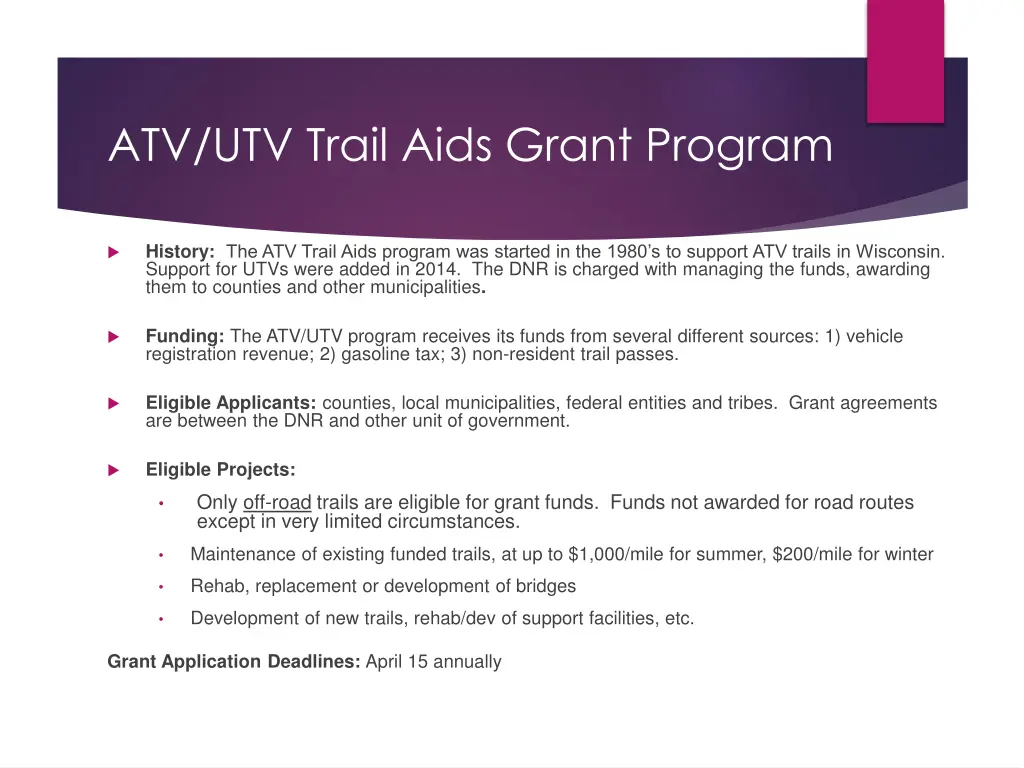 atv utv trail aids grant program