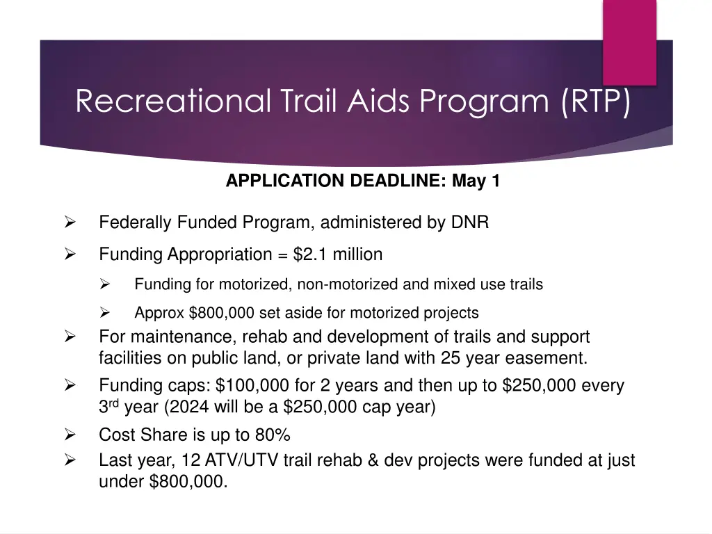 recreational trail aids program rtp