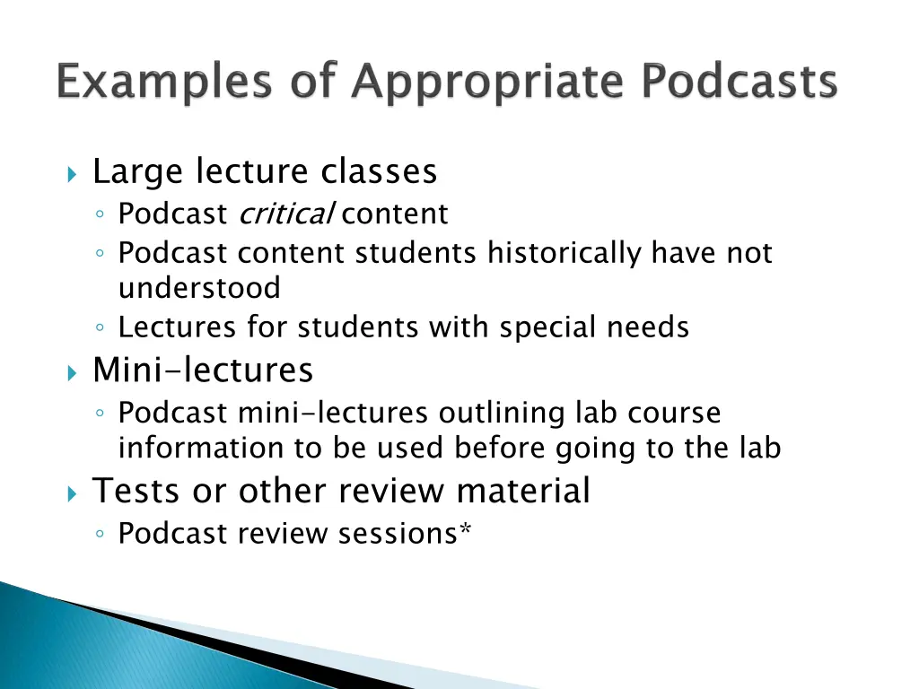 large lecture classes podcast critical content