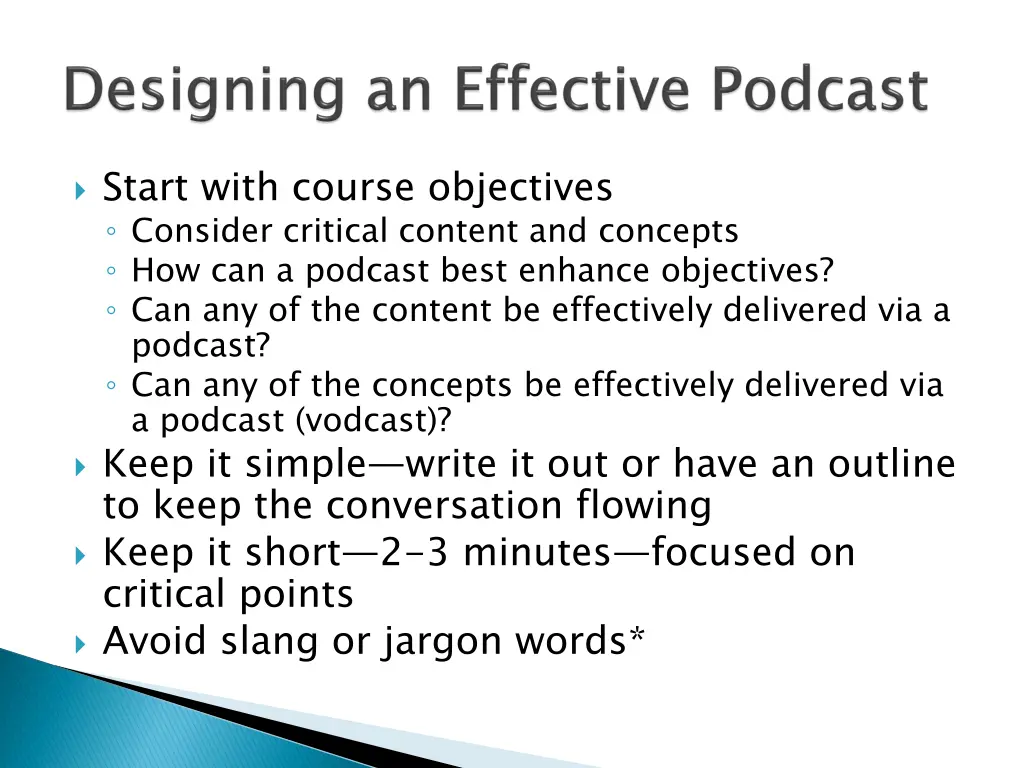 start with course objectives consider critical