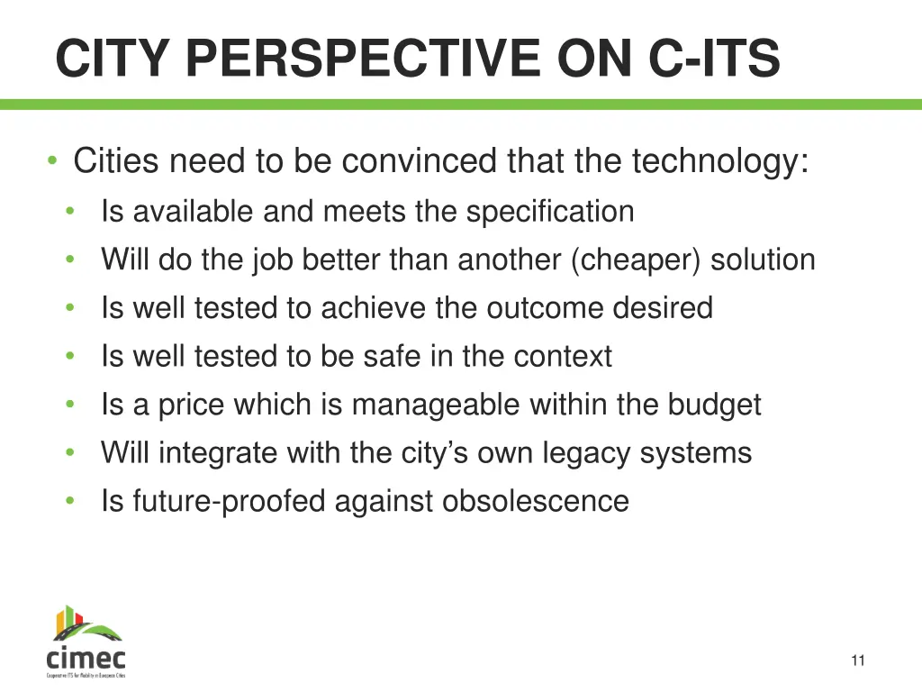 city perspective on c its 2