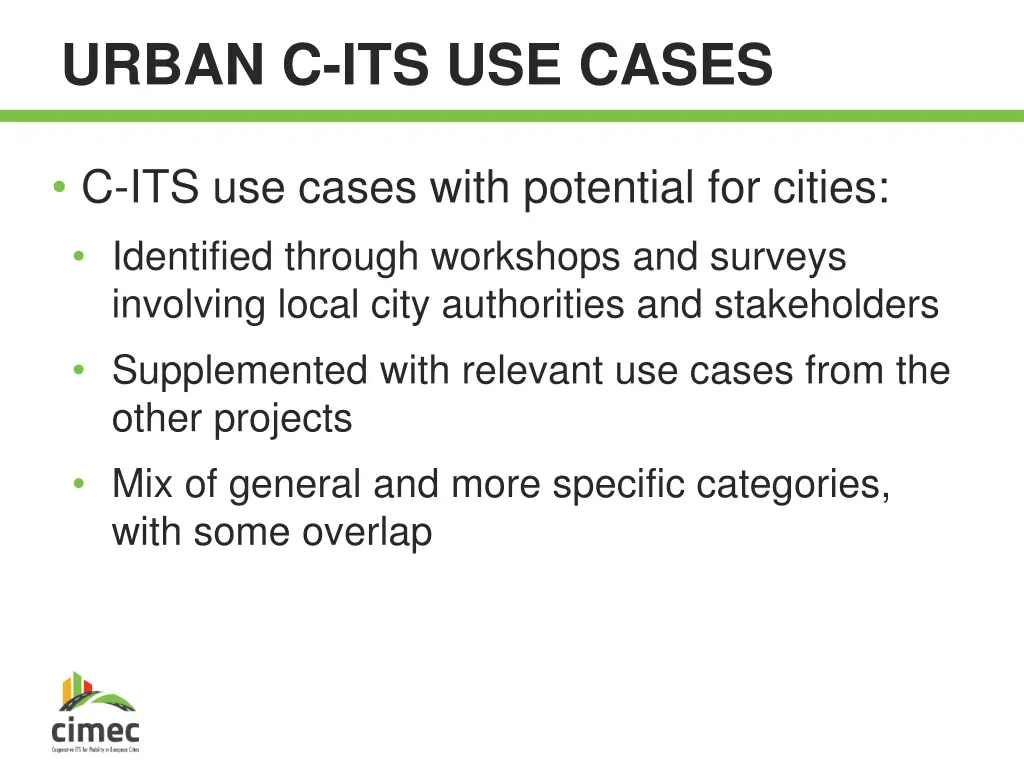 urban c its use cases