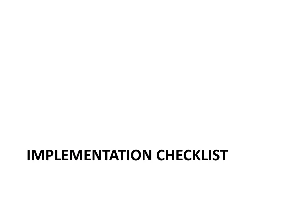 implementation checklist