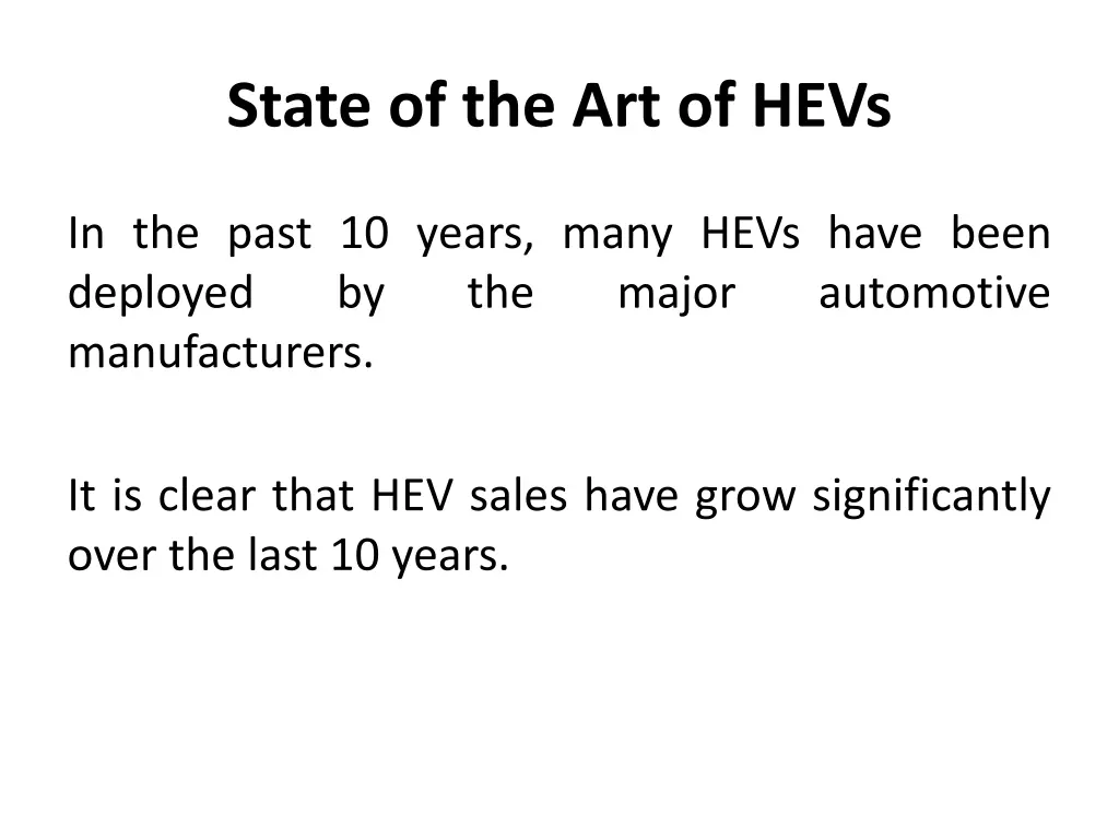 state of the art of hevs