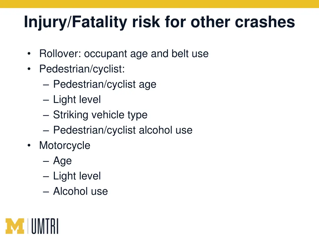 injury fatality risk for other crashes