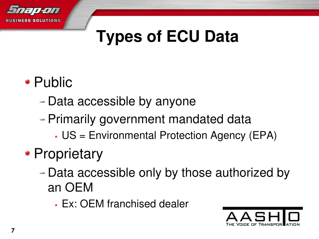 types of ecu data