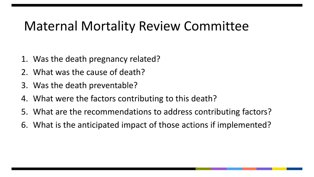 maternal mortality review committee