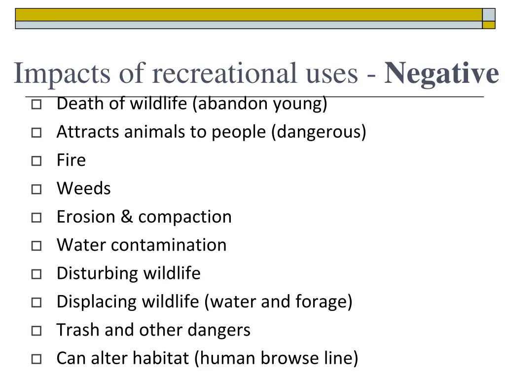 impacts of recreational uses negative death 1