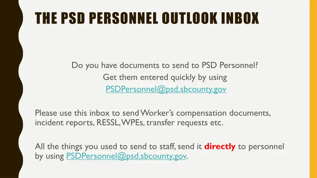 the psd personnel outlook inbox