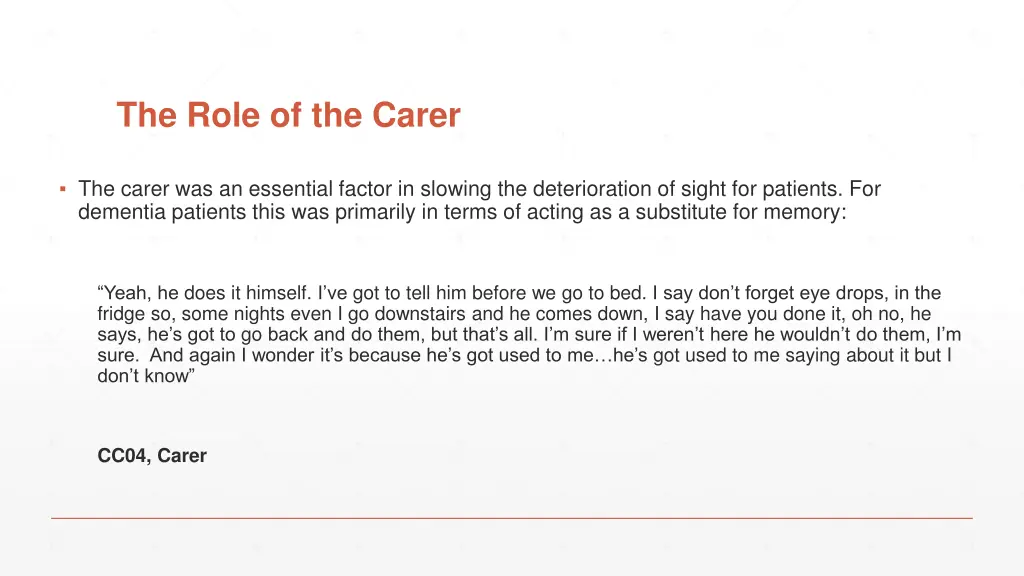 the role of the carer