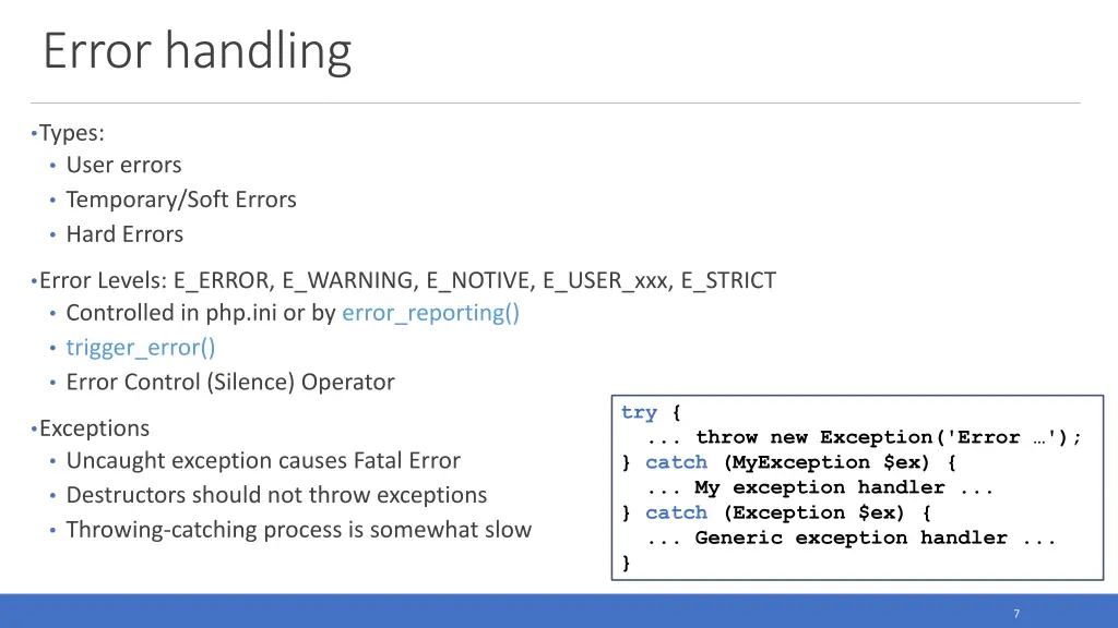 error handling