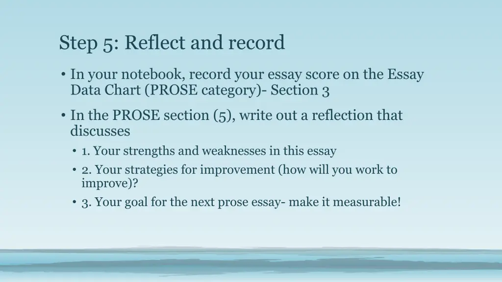 step 5 reflect and record