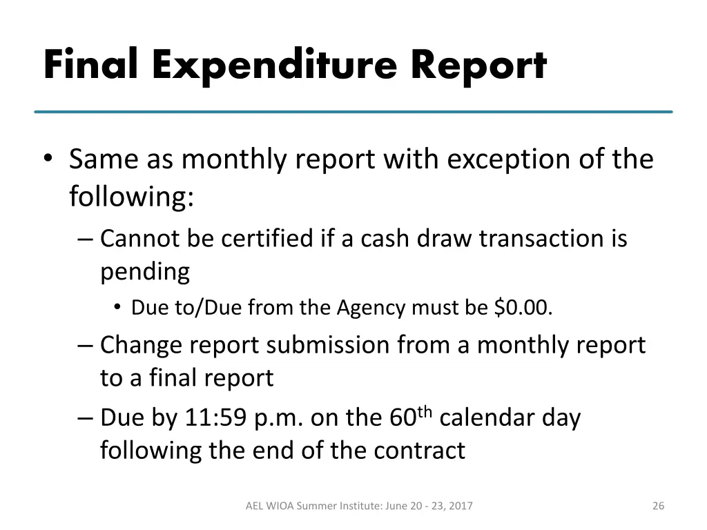 final expenditure report