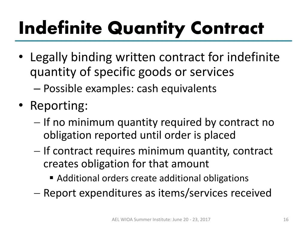 indefinite quantity contract