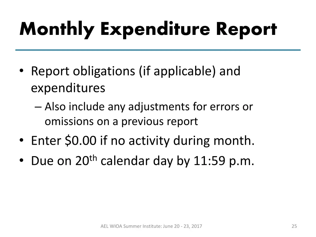 monthly expenditure report 1