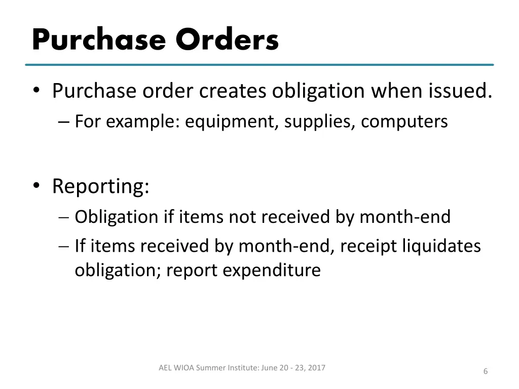 purchase orders