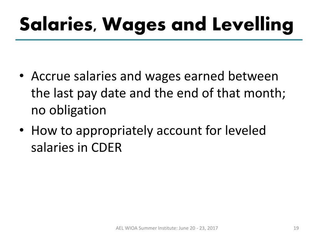 salaries wages and levelling