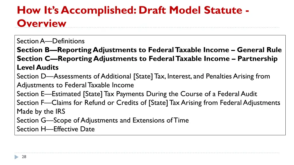 how it s accomplished draft model statute overview