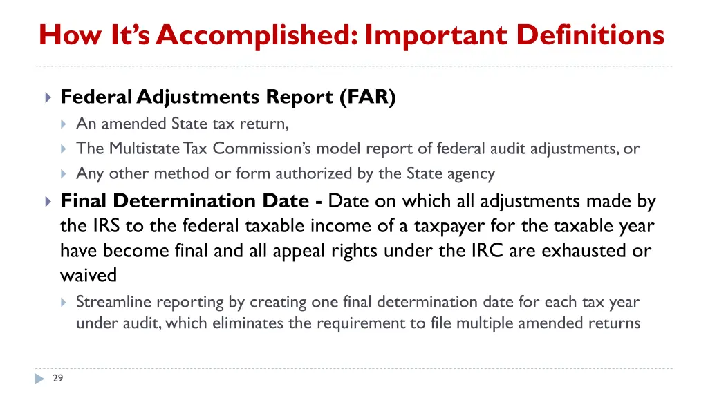 how it s accomplished important definitions