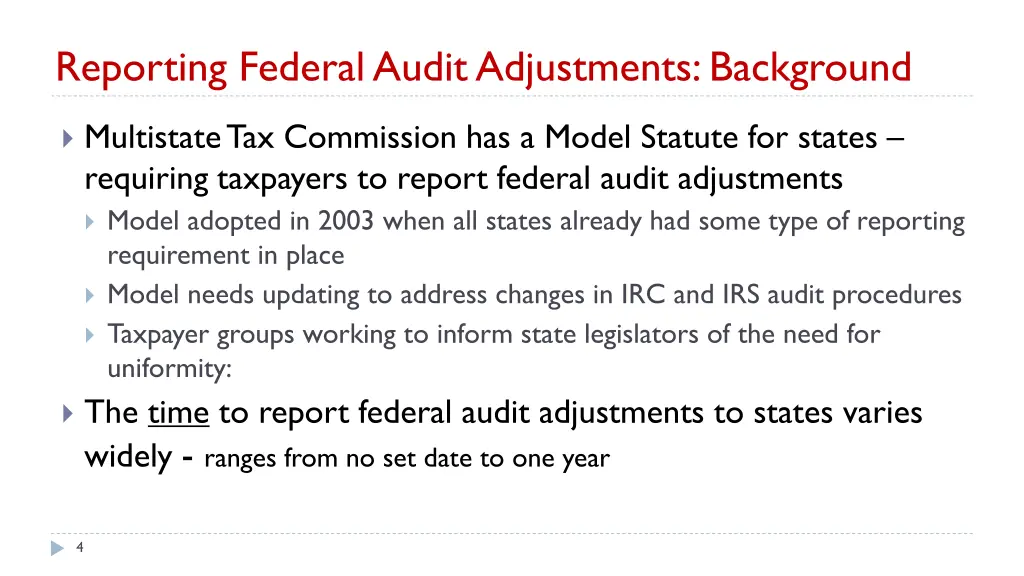 reporting federal audit adjustments background 1