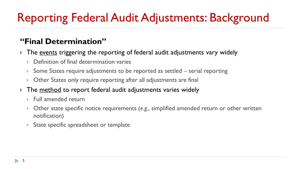 reporting federal audit adjustments background 2