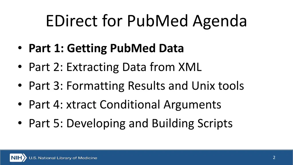 edirect for pubmed agenda