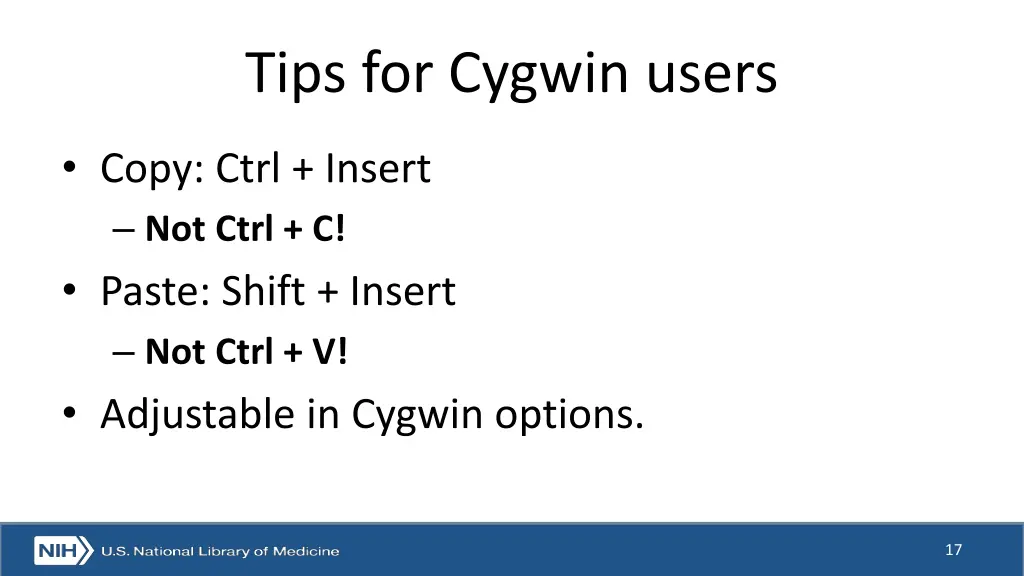 tips for cygwin users