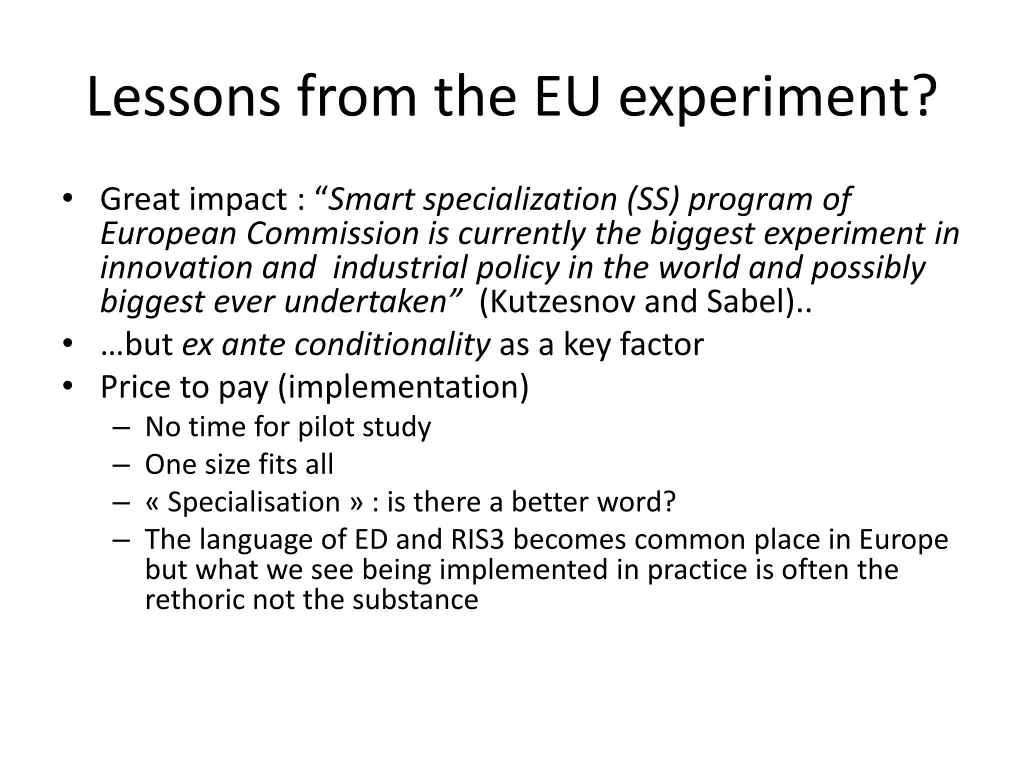 lessons from the eu experiment