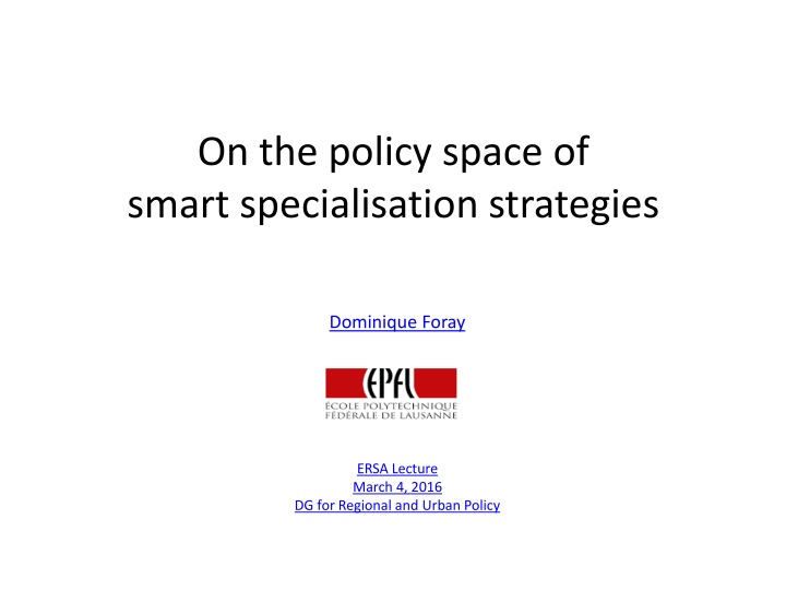 on the policy space of smart specialisation