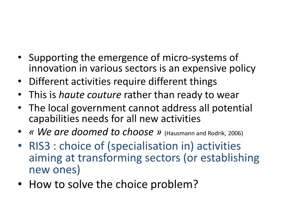 supporting the emergence of micro systems