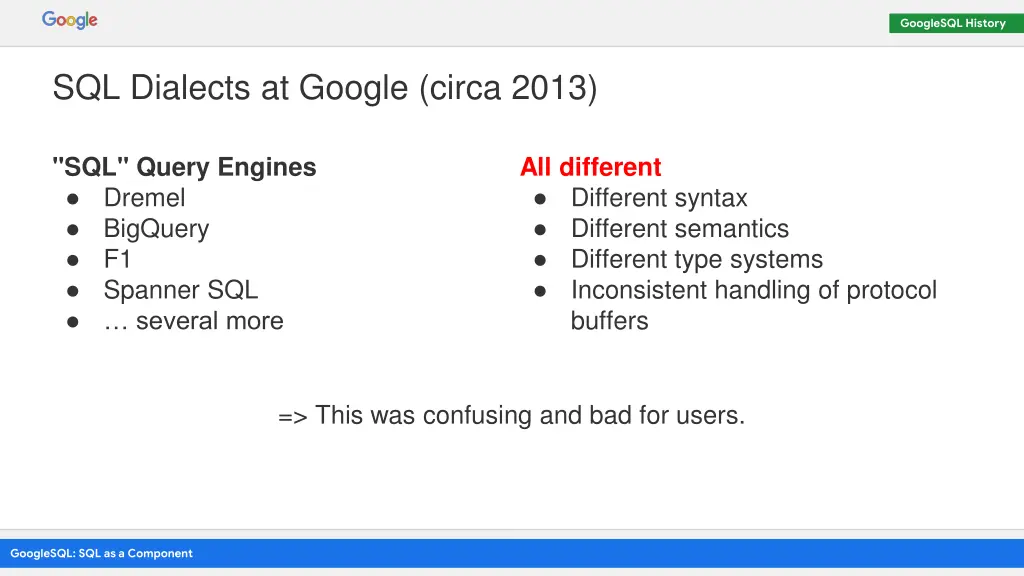 googlesql history