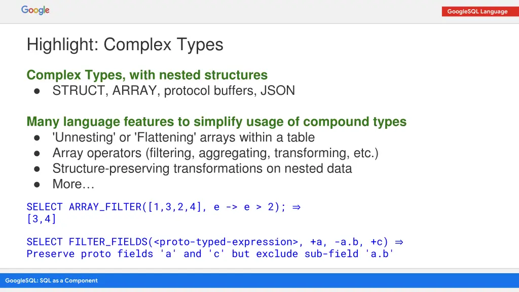 googlesql language 2