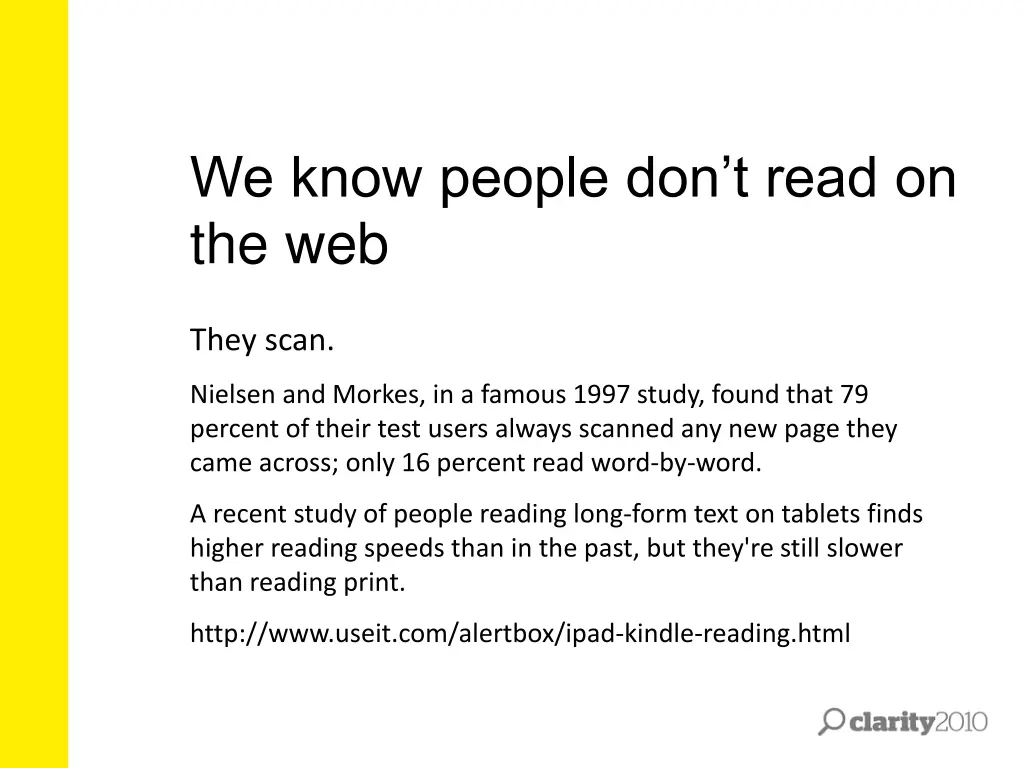 we know people don t read on the web