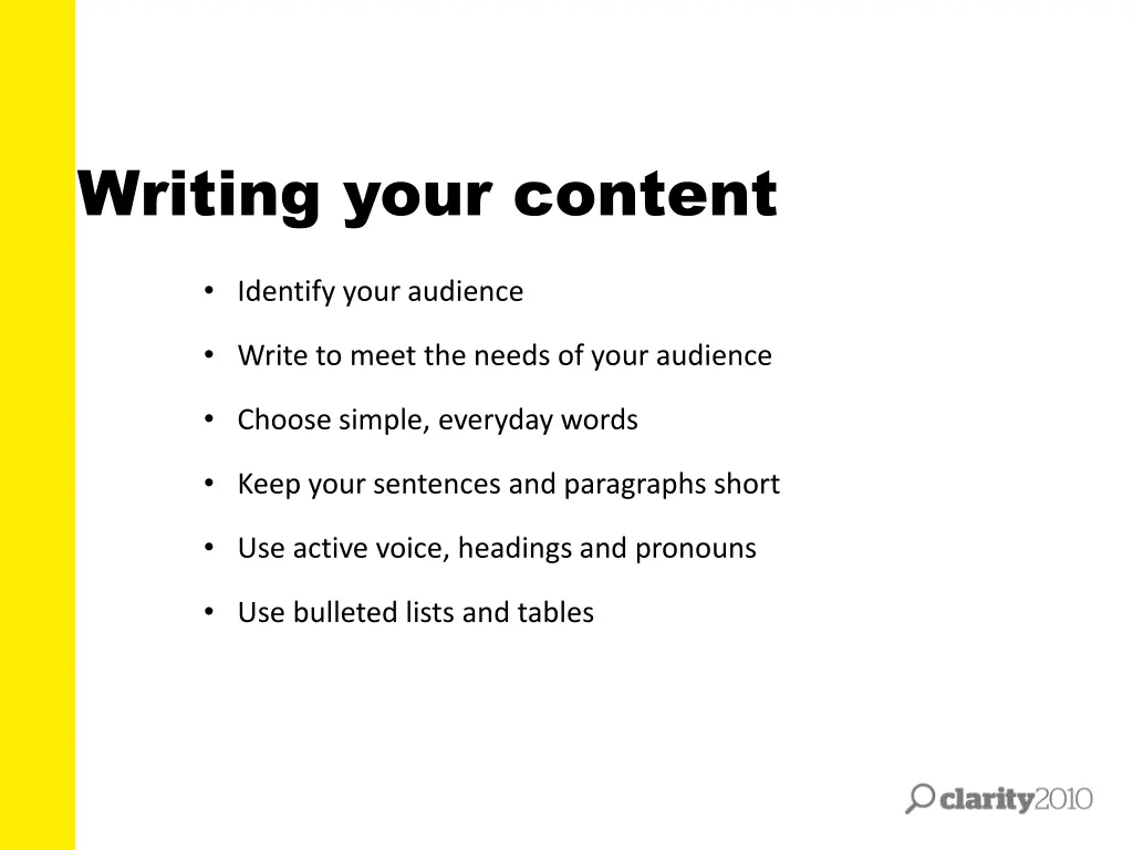 writing your content